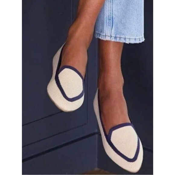 Birdies Shoes - Birdies the blackbird flats loafers eggshell navy  Ballet Flats women 9.5 EUC